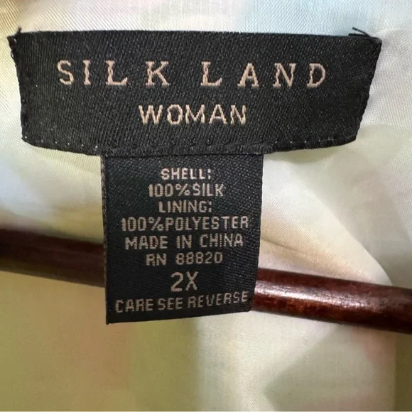Silk Land Abstract Floral Open Jacket. 100% Silk. 3/4 Length Sleeve. Women’s 2X - Picture 2 of 10